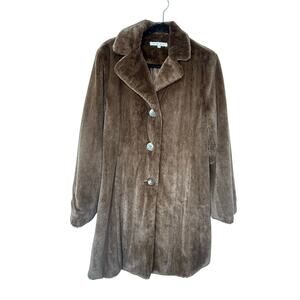Cabi Faux Fur Coat Chocolate Brown Plush Jacket Size M | Soft Teddy Mob Wife